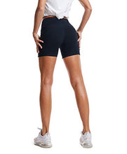 Load image into Gallery viewer, THE GYM PEOPLE High Waist Yoga Shorts for Women Tummy Control Fitness Athletic Workout Running Shorts with Deep Pockets (Medium, Navy Blue)