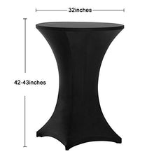 Load image into Gallery viewer, Tina 4 Pack 32x43 Inch Highboy Spandex Cocktail Table Cover Black, Fitted Stretch Cocktail Tablecloth for Round Tables (4PC 32X43 Black)