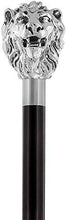 Load image into Gallery viewer, Sterling Silver Lion Head Walking Stick with Black Beechwood Shaft and Collar