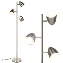 Load image into Gallery viewer, Brightech Jacob - LED Reading and Floor Lamp for Living Rooms & Bedrooms - Classy, Mid Century Modern Adjustable 3 Light Tree - Standing Tall Pole Lamp with 3 LED Bulbs - Satin Nickel