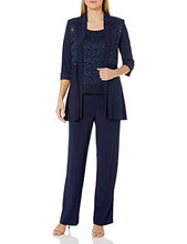 Load image into Gallery viewer, R&M Richards Women's Lace ITY 2 Piece Pant Suit - Mother of The Bride Outfit, 6 Navy