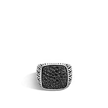 Load image into Gallery viewer, John Hardy Men's Classic Chain Silver Signet Ring with Black Sapphire, Size 10