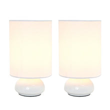Load image into Gallery viewer, Simple Designs LT2043-WHT-2PK Gemini Colors 2 Pack Mini Touch Fabric Shades Table Lamp Set, White/White