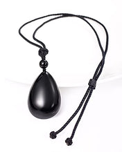 Load image into Gallery viewer, Lightock Black Obsidian Necklace Pendant For Men Womens Natural Healing Stone Adjustable Rope