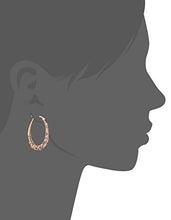 Load image into Gallery viewer, 14k Rose Gold Plated Sterling Silver Filigree Oval Hoop Earrings