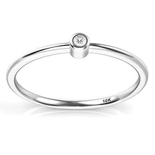 Load image into Gallery viewer, Sz 5.0 Solid 10K White Gold Bezel Set Diamond Wedding Engagement Ring
