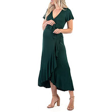 Load image into Gallery viewer, Mother Bee Maternity Butterfly Sleeve Hi-Low Ruffle Dress with Adjustable Belt