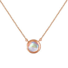 Load image into Gallery viewer, Rose Gold Created Moon Stone Tiny Charm Chain Necklace (Rose Gold)
