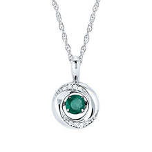 Load image into Gallery viewer, Brilliance in Motion 925 Sterling Silver 1/5 Carat Dancing Emerald May Birthstone Knot Pendant Necklace with 18" Chain