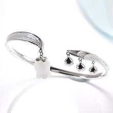 Load image into Gallery viewer, Jewever Lily of the Valley 925 silver bracelet with original romantic natural white jade flower adjustable ladies' jewelry gift