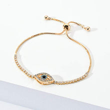 Load image into Gallery viewer, Mother's Day Cubic Zirconia Adjustable Tennis Chain Brass Evil Eye Bracelets for Women Girls (Gold)