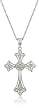 Load image into Gallery viewer, Amazon Collection Sterling Silver Diamond Accent Cross Pendant Necklace, 18"