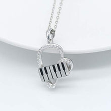 Load image into Gallery viewer, ACJNA 925 Sterling Silver Heart Pendant Piano Keyboard Necklace Music Jewelry for Women Girls