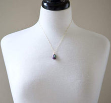Load image into Gallery viewer, Ruby Zoisite Teardrop Gemstone Gold Filled Necklace - 18" Length