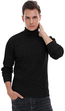 Load image into Gallery viewer, Sailwind Men's Twisted Knitted Turtleneck Sweater Casual Soft Pullover Sweaters for Men US Small Black