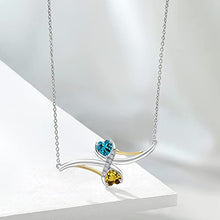 Load image into Gallery viewer, Gem Stone King 925 Sterling Silver and 10K Yellow Gold London Blue Topaz and Yellow Citrine with Lab Grown Diamond Pendant Necklace For Women (1.07 Cttw with 18 Inch Chain)