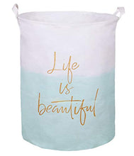 Load image into Gallery viewer, PFONB 19.7" X-Large Collapsible Laundry Basket,Waterproof Sturdy Lightweight Canvas Round Clothes Hamper Home Organizer, Gift Basket.(Life Green)