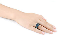 Load image into Gallery viewer, Opal Jewelry Mans Size 7-11 Black Gold Filled Blue Sapphire Wedding Engagement Ring Gift (10)