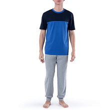 Load image into Gallery viewer, IZOD Men's Short Sleeve Sueded Colorblock Tee and Jogger Pant Sleep Set, Navy, Large