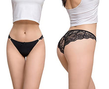 Load image into Gallery viewer, Solavia 6 Pack of Lace Panties for Women, Soft Stretch No Show Tanga, Sexy Cheeky Underwear, Seamless Front Design