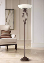 Load image into Gallery viewer, Volero Torchiere Floor Lamp LED Light Blaster Oil Rubbed Bronze Caged Frosted Glass Shade for Living Room Bedroom Office Uplight - Franklin Iron Works