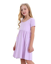 Load image into Gallery viewer, Stelle Toddler/Girls Short Sleeve Casual A-Line Twirly Skater Dress for School Party 3-12 Years (Blue (Stripe Style), 5Years)