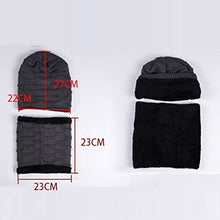 Load image into Gallery viewer, BCDlily Fleece Lined Beanie Hats with Scarf Set for Men Women Winter Warm Thick Knitted Hats Skull Cap Neck Warmer (Black)