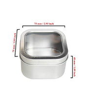 Load image into Gallery viewer, Empty 8-Ounce Capacity Square Silver Metal Tins with Clear Window for Candle Making, Candies, Gifts & Treasures (6 Pack)