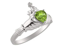 Load image into Gallery viewer, RYLOS Claddagh, Chaddah, Cladder Love, Loyalty Freindship Peridot & Diamond Ring - August Birthstone