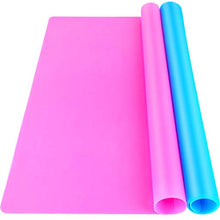 Load image into Gallery viewer, LEOBRO 2 Pack 15.7" x 11.7" Large Silicone Sheet for Crafts Jewelry Casting Mould Mat, Nonstick Heat Resistant Silicone Craft Mat, Placemat, Silicone Mats for Epoxy Resin Crafts, Clay, Blue & Rose Red