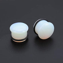 Load image into Gallery viewer, ZS Single Flare Clear Opalite Moonstone Ear Plugs and Tunnels with O-Ring Stretcher Expander Pair (7/16"(11mm))