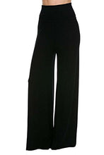 Load image into Gallery viewer, Superline Wide Leg High Fold Over Waist Palazzo Pants (Medium, Black Solid)