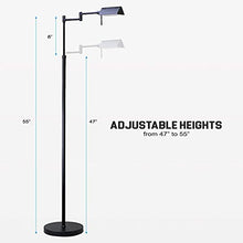 Load image into Gallery viewer, O'Bright LED Pharmacy Floor Lamp and Table Lamp Bundle, 12W LED, Full Range Dimming, 360 Degree Swing Arms, Reading Lamp, Task Lamp for Craft Work and Sewing, Black