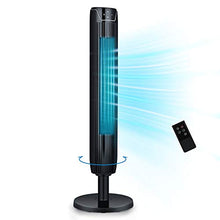 Load image into Gallery viewer, Tower Fan, 42 Inch Portable Oscillating Quiet Cooling Fan with Remote Controlled, 3 Modes and Speed Settings, Built-in Timer LED Display Stand Up Floor Fans Safe for Bedroom, Home Office Use, Black