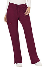Load image into Gallery viewer, WW Revolution by Cherokee Women's Mid Rise Moderate Flare Drawstring Pant Petite, Wine, X-Small Petite