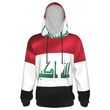 Load image into Gallery viewer, of a Iraq Flag Print Hoodies Kids 3D Print Sweatshirts Long Sleeve Pullover Hoodies with Pocket for Teen Boys and Girls Black
