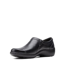 Load image into Gallery viewer, Clarks womens Cora Giny Loafer Flat, Black Tumbled/Smooth Leather, 9 US