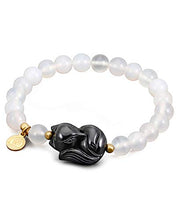 Load image into Gallery viewer, Lightock Black Obsidian Chalcedony Bracelet for Women Gifts Friendship Energy Healing Crystals