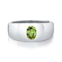 Load image into Gallery viewer, Gem Stone King 1.33 Ct Oval Green Peridot 925 Sterling Silver Men's Ring (Size 13)