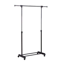 Load image into Gallery viewer, Honey-Can-Do Adjustable Height and Width Rolling Metal Clothes Rack GAR-01124 Chrome, 30 lbs