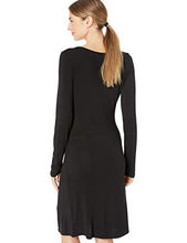 Load image into Gallery viewer, Motherhood Maternity Women's Maternity Nursing Long Sleeve Lift Up Dress with Tunnel Tie Detail, Black, Small