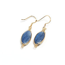 Load image into Gallery viewer, Natural Stone Wire Wrap Dangle Drop Earrings Gold Plated 925 Sterling Silver Hook/Kyanite