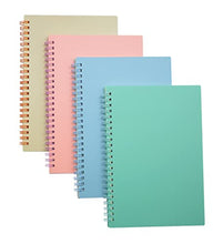 Load image into Gallery viewer, Spiral Notebook, 4 Pcs A5 Thick Plastic Hardcover 8mm Ruled 4 Color 80 Sheets -160 Pages Journals for Study and Notes (Light Pink,Light Green,Light Blue,ivory, A5 5.7" x 8.3"-Ruled)