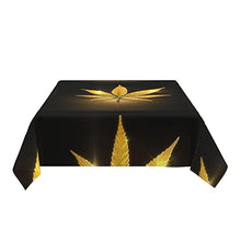 Load image into Gallery viewer, Golden Cannabis Print Rectangle Tablecloth - 54"X72" Inch - Stain & Waterproof & Wrinkle Resistant Washable Polyester Tablecloth, for Buffet Parties, Wedding and Camping