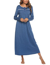 Load image into Gallery viewer, Ekouaer Womens Nightdress Sleepwear Long Ankle Length Nightgowns Sleepshirts Navy Blue