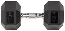 Load image into Gallery viewer, Sporzon! Rubber Encased Hex Dumbbell, Single, Black, 40 Pounds, Single