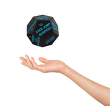 Load image into Gallery viewer, Juliet Paige Exercise Dice Cube for Fitness, Workouts, Crossfit WOD at Home, Cardio, HIIT, and Sports with Exercise Illustration Booklet (Bright Green, Light Blue, and Light Grey)