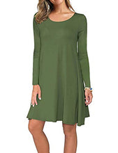 Load image into Gallery viewer, AUSELILY Women's Solid Plain Long Sleeve Pockets Casual Swing T-Shirt Dresses Burgundy (S,Wine Red)