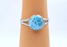 Load image into Gallery viewer, Something Blue Larimar Bracelet Big Bold Wedding Special Day Cuff Dolphin Ocean Lovers Silvertone