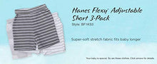 Load image into Gallery viewer, Hanes Ultimate Baby Flexy 3 Pack Adjustable Fit Knit Shorts, Blue Stripe, 6-12 Months